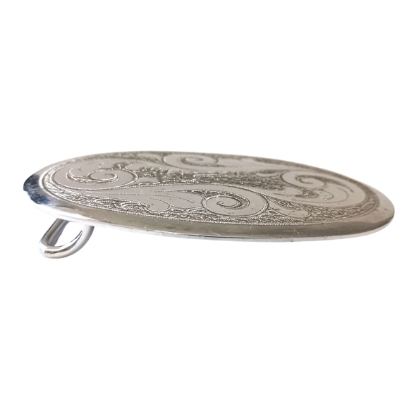 Frye Belt Buckle Etched German Silver Western Vintage Southwestern Cowgirl - Picture 10 of 14